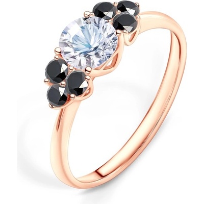Savicky zásnubní prsten Fairytale růžové zlato bílý safír černé diamanty PI R FAIR94