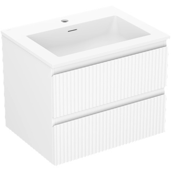 Mexen Rivel килер за баня 60 см с мивка Otis, 2 чекмеджета, със шарени ръбове, матово бяло - 91A20-06047-2-BFF01-W18M01 (91A20-06047-2-BFF01-W18M01)