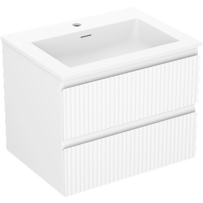 Mexen Rivel килер за баня 60 см с мивка Otis, 2 чекмеджета, със шарени ръбове, матово бяло - 91A20-06047-2-BFF01-W18M01 (91A20-06047-2-BFF01-W18M01)