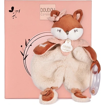 Doudou Dárková sada Plyšová liška Mina s chrastítkem 18 cm