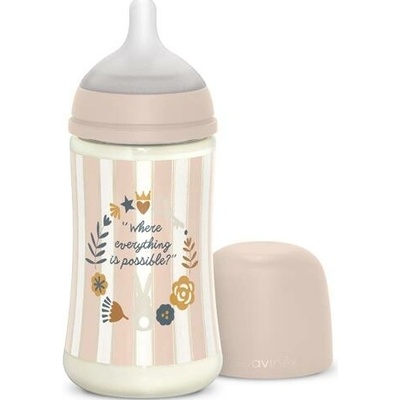 Suavinex Wonderland Kojenecká láhev fyziologický průtok růžová 270 ml