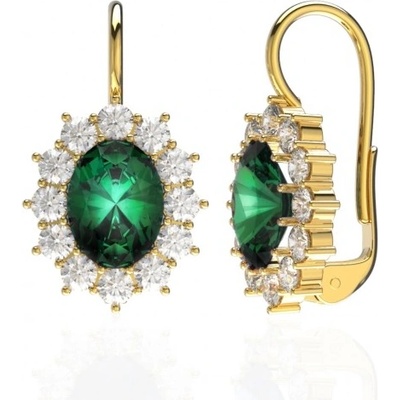 Couple velkolepé náušnice Diana se zelenými zirkony žluté zlato 6850003-0-0-6