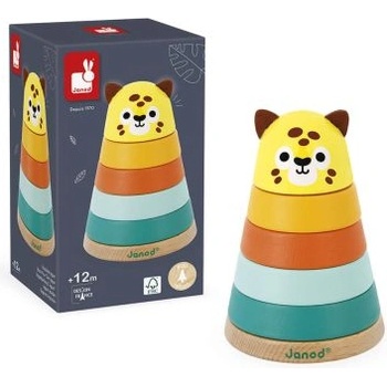 Janod - Дървена играчка за нанизване - Ягуар (J08261)