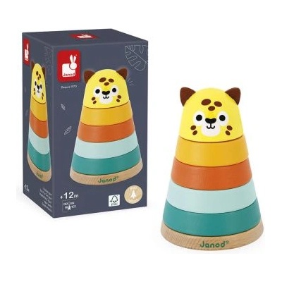 Janod - Дървена играчка за нанизване - Ягуар (J08261)