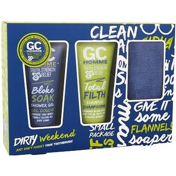 Grace Cole Homme Sport Dirty Weekend sprchový gel Bloke Soak 100 ml + šampon Total Filth 100 ml + ručník dárková sada