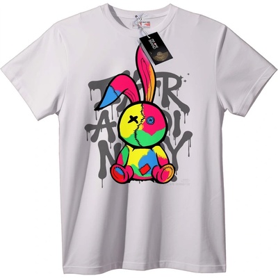 NOONEBRAND Тениска Цветен Пачуърк Заек - XL, White