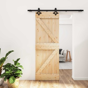 vidaXL Преплъзваща се врата Естествено и черно 70 x 210 cm (3445044)