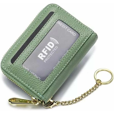 Kožená peňaženka s ochranou RFID zelená