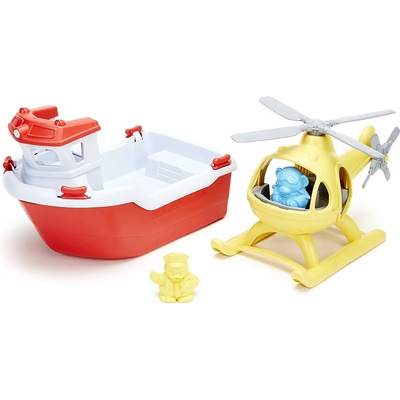 Green Toys Детска играчка Green Toys - Спасителна лодка и хеликоптер (RBH1-1155)