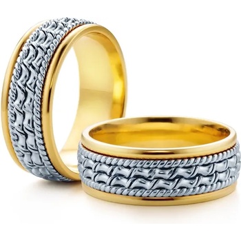 Image 1 of SAVICKI Сватбени халки: двуцветно злато, плоски. 7 мм