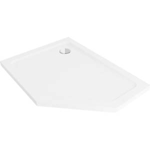 Mexen Flat петостенен тънък поддушник ляв 100 x 90 см, бял, сифонов хром - 41P109010L (41P109010L)