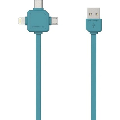 allocacoc Кабел Allocacoc USB cable 9003BL, от USB(м) към USB type-C(м)/Lightning(м)/Micro USB(м), 1.5m, син (9003BL/USBC15)