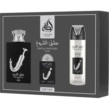 LATTAFA Pride Ishq Al Shuyukh Silver комплект Парфюмна вода 100 ml + Парфюмна вода 20 ml + Дезодора