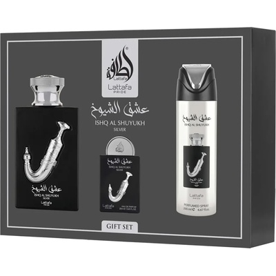 LATTAFA Pride Ishq Al Shuyukh Silver комплект Парфюмна вода 100 ml + Парфюмна вода 20 ml + Дезодора