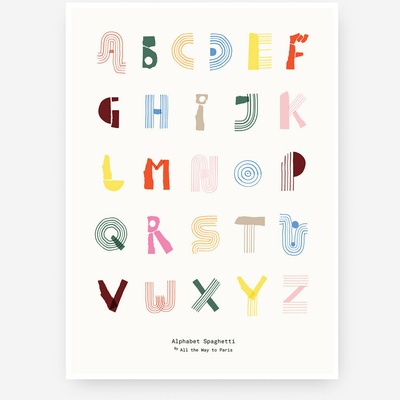 MADO Plagát Alphabet Spaghetti s abecedou pre deti 50x70 cm