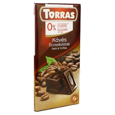 Torras Bezlepková horká čokoláda s kávou bez pridaného cukru 75 g