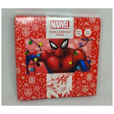 DVOJKARTY VIANOČNÉ POHĽADNICE S OBÁLKAMI. SADA 8 KUSOV Spider Man