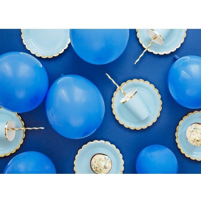 TPP16-001J Party Deco Papierové taniere Vlnky modrá ružová 18 cm Modrá
