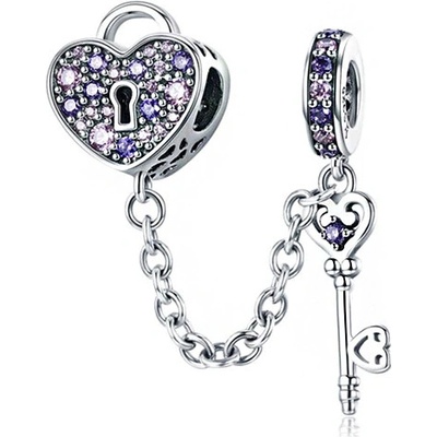 P&J Jewellery Stříbrný Bezpečnostní řetízek Klíč k lásce SSB9