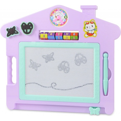 FunPlay B88431 Detská tabuľka na kreslenie DOMČEK s príslušenstvom 17,8x28cm fialová