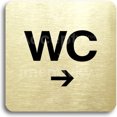 ACCEPT Piktogram WC vpravo - zlatá tabulka - černý tisk bez rámečku