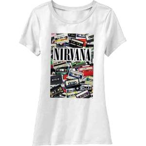 Nirvana Cassettes White L Дамски Риза (<![CDATA[NIRVTS10LW03]]>)