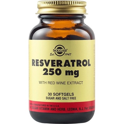 Solgar Resveratrol, 250 mg, 30 растителни капсули, Solgar