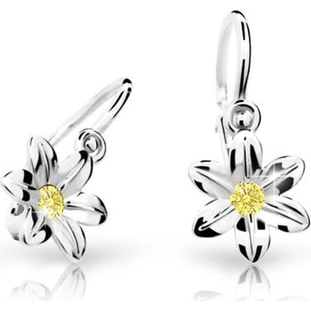 Danfil náušnice pre bábätká kvetiny C1993 z bieleho zlata yellow brizura