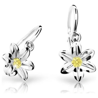 Danfil náušnice pre bábätká kvetiny C1993 z bieleho zlata yellow brizura