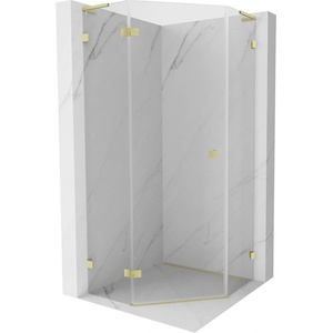 Mexen Lunar L петостенна душ кабина с панти, лява 80 x 80 см, прозрачна, злато (831L-080L-080P-55-00-L)