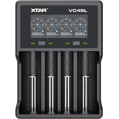 Xtar Зарядно устройство Xtar VC4SL, за 4бр. Li-ion/Ni-Mh/Ni-Cd батерии според описанието, възможност за ръчна настройка на тока на зареждане -0, 25A / 0, 5A / 1A / 2A / 3A (BTS39337)