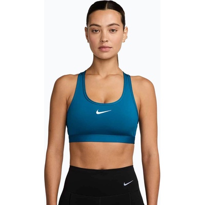 Nike Спортен сутиен Nike Swoosh Medium Support green abyss/white