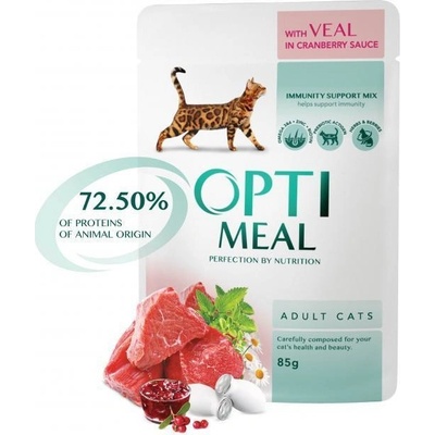 Optimeal Cats teľacie mäso v brusnicovej omáčke 85 g