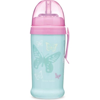 Canpol babies Преходна чаша със сламка Canpol - Butterfly, зелена, 350 ml (56/515_tur)