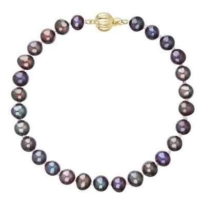 Pavona perlový náramek z říčních perel se zapínáním ze 14 karátového zlata 923001.3/9272A dk.peacock