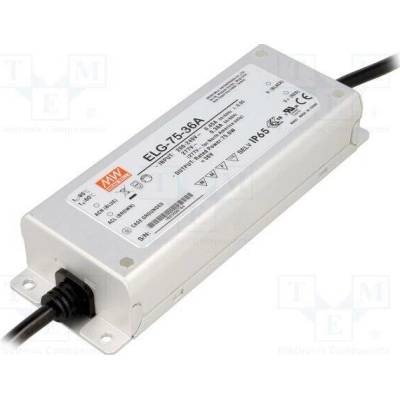 MEAN WELL ELG-75-36A Napájecí zdroj: spínaný; LED; 76W; 36VDC; 1,05÷2,1A; 180÷295VAC