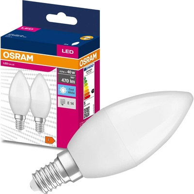 Osram 2PAK LED žiarovka E14 B35 4,9W 40W 470lm 4000K Neutrálna 200° VALUE