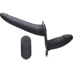Strap U Pegger Beginner Vibrating Double Dildo + Harness Black