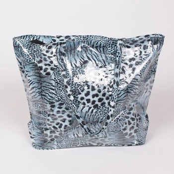 Image 1 of Ефектна плажна чанта с леопардов десен в синьо и черно