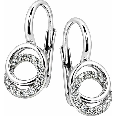 Zlaton Náušnice bílé zlato s kamenem osazené zirkony visací 1.7cm 2.8g O02072614957