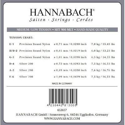 Hannabach série 900 Medium / Low Tension Silver 200 E6 GEW652656