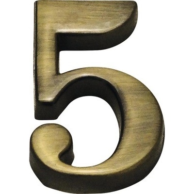 Domové číslo "5" bronz česaný 5 cm
