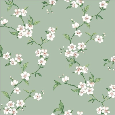 IMPOL TRADE Obrus PVC MIS572 návin 20 m x 140 cm čerešňové kvety na zelenom podklade