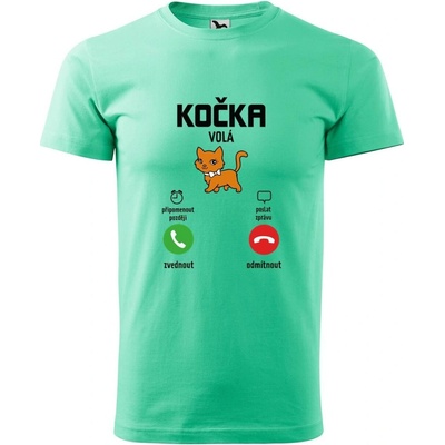 Dobrý Triko pánské tričko Kočka volá Mátová