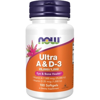 NOW Ultra A & D-3 | Vitamin A 25.000 & Vitamin D 1000 IU [100 Гел капсули]