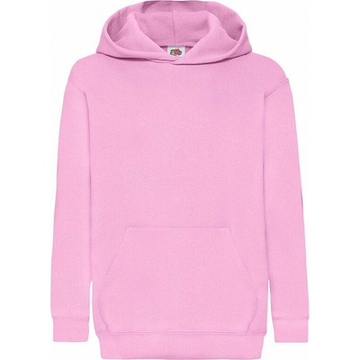 Fruit of the Loom s kapsou na břiše a kapucí 80% bavlny růžová světlá