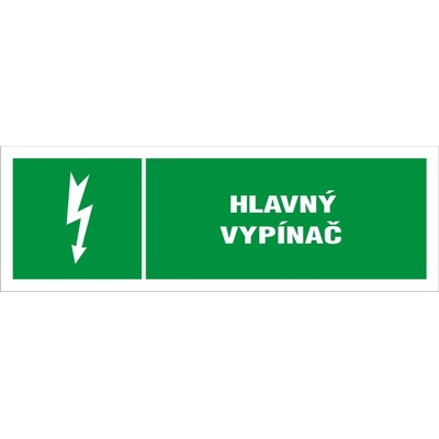 Samolepka č.4 " HLAVNÝ VYPÍNAČ " 105x35mm zelená