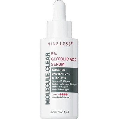 NINE LESS Molecule-Clear 5% Glycolic Acid Serum - Серум-Пилинг за Подобряване на Текстурата на Кожата 30ml