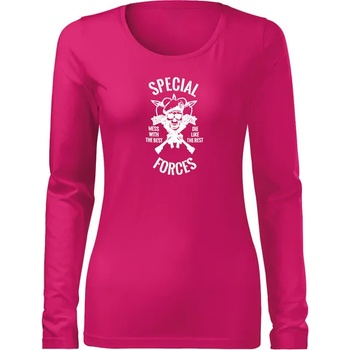 DRAGOWA Slim дамска тениска с дълъг ръкав, Special Forces, розова, 160г/м2 (6032)