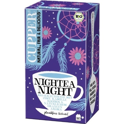 Cupper BIO bylinný čaj se skořicí heřmánkem rooibosem a pomerančovou příchutí Nightea Night 40 g